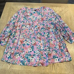Torrid Harper Purple Floral Georgette Pullover Blouse Top Size 5 5X